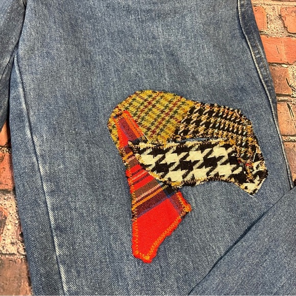 Vintage 80s Jou Jou High Waisted Jeans 9/10 Grunge Punk Plaid Patches Emo Goth - Picture 2 of 9
